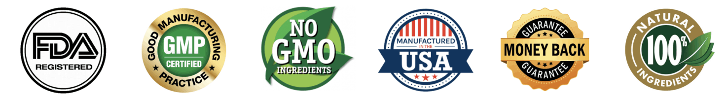 CogniFort Plus FDA registered GMP certified non-GMO trust badges